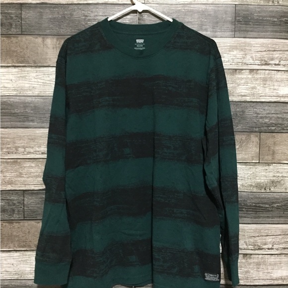 Levi’s Relaxed Fit Long Sleeve Shirt Men’s M Green Crewneck Casual - Picture 3 of 9